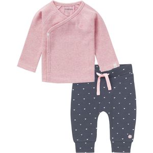 Noppies - Kledingset - 2 delig - Broek Neenah Blauw met roze hartjes - Shirt Nanyuki Roze - Maat 68
