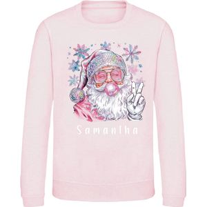 Kersttrui voor dames pink disco santa met naam-Maat S