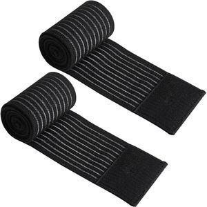 2 stuks elastische en verstelbare polsbandage van ademend polyester - optimale bescherming voor verstuikingen, peesontstekingen en sportactiviteiten - zwart - universele maat