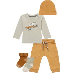 Noppies - Kledingset - 5DELIG - Broek Murphy Apple Cinnamon - Shirt Margate Willow Grey - Beanie Mebane Apple Cinnamon - 2 Paar sokjes Maxton - Maat 56