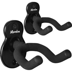 Gitaar Wandhouder Hanger 2-Pack - Zwart Metalen Gitaarhaak voor Akoestische, Elektrische en Basgitaren