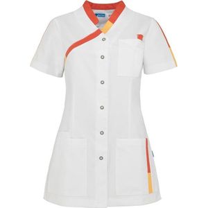 De Berkel Pleun zorgjas-M -wit (rood & oranje) (B3341326489M)