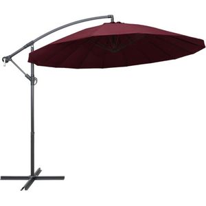 vidaXL - Zweefparasol - met - aluminium - paal - 3 - m - bordeauxrood