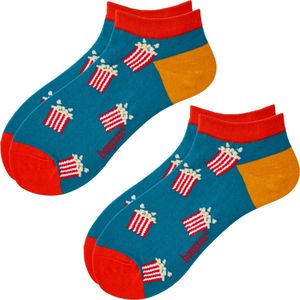Benyson Enkelsokken Sneakersokken - 2 Paar - Maat 41-46 - Popcorn - Biologisch Katoen - OEKO-TEX Standard 100 Gecertificeerd - Duurzame Sokken
