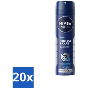 20 x NIVEA Men Deodorant Spray Protect & Care 150 ml - Mannelijke Geur - Deodorant Spray