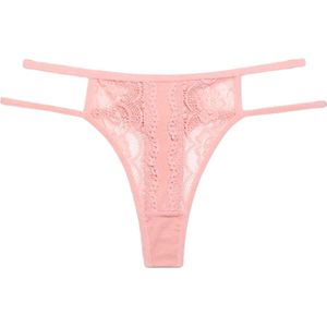 Sexy Dames String met Kant - Roze - Vrouwen Lingerie / Ondergoed - Maat S