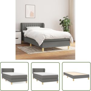 The Living Store Boxspring met matras stof donkergrijs 100x200 cm - Boxspring - Bed Frame - Donkere Kleuren - Pocketveer Matras - Middenhard Matras