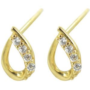 Silventi 9NBSAM-G190002 Gouden Oorknopjes - Dames - Druppel - 6 x 4 mm - Zirkonia - 14 Karaat - Goud