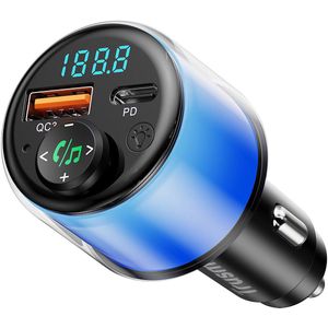 Trusmi CC11-01 FM/Bluetooth Transmitter- Auto adapter- Bluetooth 5.0- USB & USB-C Oplaadfunctie- Handsfree Bellen- LED Scherm- Muziek Streamen