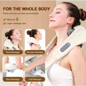 Draadloze Nek- en Schoudermassager – Shiatsu Kneding Massager voor Nek en Rug, Ontspannende Massage Schaal | Nek- en Schoudermassage Apparaat