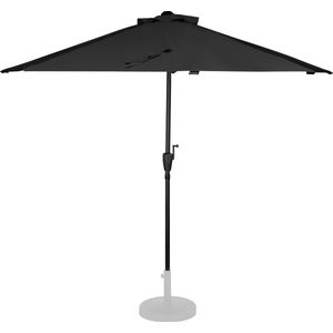 VONROC Premium Parasol Magione – Duurzame balkon parasol - Halfrond 270x135cm – UV werend doek - Antraciet/Zwart – Incl. beschermhoes