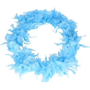 Carnaval verkleed veren boa slinger - lichtblauw - 180 cm - 50 gram - Dames - verkleed accessoires - kerstversiering