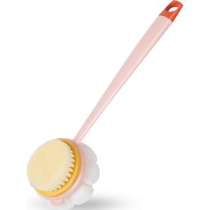 Roze Spons Lang - Douchespons met steel - Rugborstel Douchespons - Bad Borstel Terug Body Bad - Douche Spons - Lange Steel Badborstel - doucheborstel voor dames en heren - 2-in-1 - Rug Scrubber