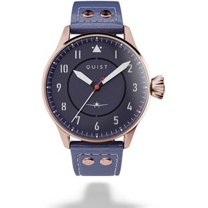 QUIST - Maverick herenhorloge - mat brons - blauwe wijzerplaat - blauwe lederen horlogeband - 40mm