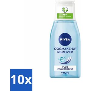 NIVEA - Oogmake-up Verwijderaar - Reinigingslotion - Puur Hyaluronzuur - 125 ml - Bulkverpakking - 10 stuks