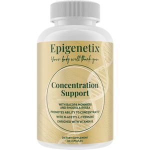 Epigenetix - Concentratie Support - 60 premium capsules - Onze bestseller! Deze formule is ontworpen om de focus en concentratie te verbeteren en mentale prestaties te optimaliseren, met Vitamine B6, natuurlijke energie en stressreductie zonder crash