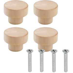 Kastknoppen Hout - 4x - Meubelknop voor lades & deurtjes - 30MM - Meubelbeslag/Handgreep Rond