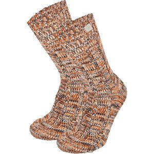 Apollo - Huissokken Dames - Natural Wol - Oranje - Maat 35/38 - Wollen sokken dames