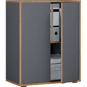 VCM Holz Büroschrank Ordner Aktenschrank Büromöbel Schrank Salia 2-fach Breite 60 cm Drehtüren