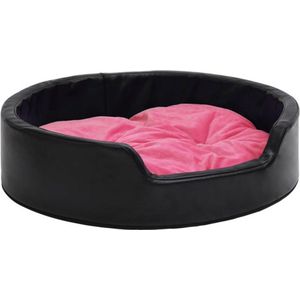vidaXL-Hondenmand-99x89x21-cm-pluche-en-kunstleer-zwart-en-roze