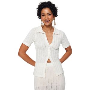 Trendyol Ecru Aansluitend Gebreid Overhemd Twoss23Go00460
