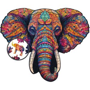 Milliwood - PH622 Houten Puzzel - Majestueus Olifant - 500 Stukjes - Ø45cm - Luxe Geschenkdoos
