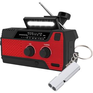 Yarvu ® Noodradio Solar Opwindbaar / Penlite Batterijen & Accu - Inclusief Noodfluitje - Noodpakket - Draagbare Survival Radio - 4000 mAh - Powerbank Zonneenergie - Bouwradio - met Zaklamp – Groen