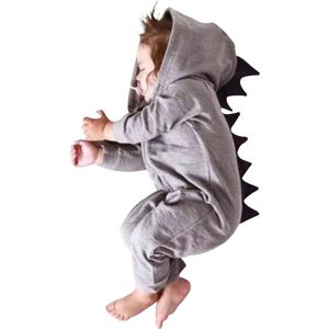 Budino Baby Pyjama Romper Onesie Dinosaurus Dino Draak Dier - Grijs - 3 mnd