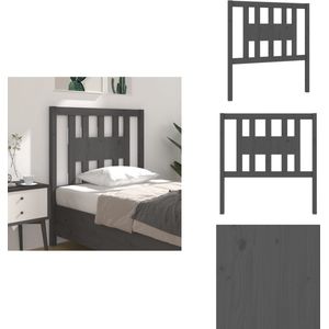 vidaXL Hoofdbord - Hoofdborden - Hoofdeinde - Houten Hoofdbord - Hoofdbord 106x4x100 cm massief grenenhout grijs