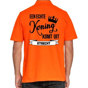 Bellatio Decorations Poloshirt Koningsdag - oranje - Echte Koning komt uit Utrecht - heren - shirt XXL