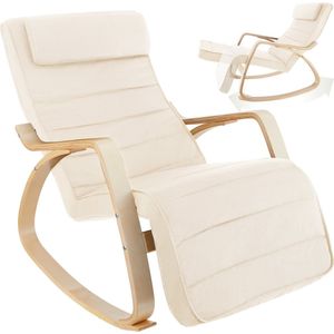 tectake® Schommelstoel - Beige - Relaxstoel - Gelaagd Hout - Staal