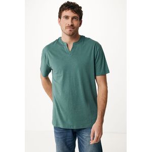Linen Blend T-shirt SS Mannen - Donker Groen - Maat XL