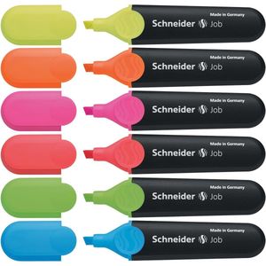 Schneider tekstmarker - Job - 6 stuks assorti - beitelpunt - S-115096