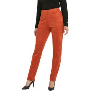 Rechte broek met elastische tailleband in suède breisel