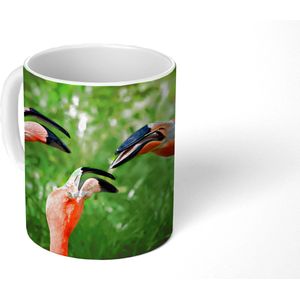 Mok - Koffiemok - Flamingo - Bos - Roze - Mokken - 350 ML - Beker - Koffiemokken - Theemok
