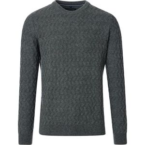 Casa Moda Trui Met Motief Lamswol Ronde Hals Groen - XXL