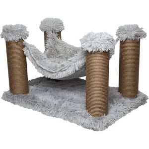 Topmast Krabpaal Fluffy Maui - Grijs - 59 x 39 x 34 cm - Katten Hangmat - Made in EU - Krabpaal voor Katten - Stevig Sisal Touw