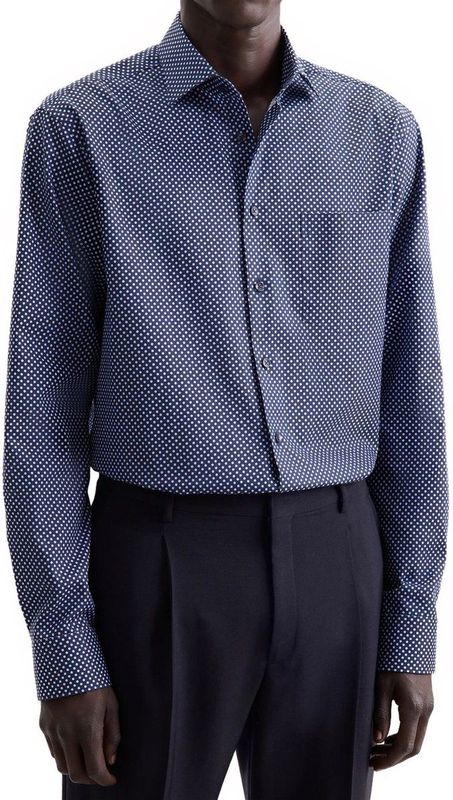 Seidensticker - Businessoverhemd - Donkerblauw - Regular 1/1 Kentkraag print