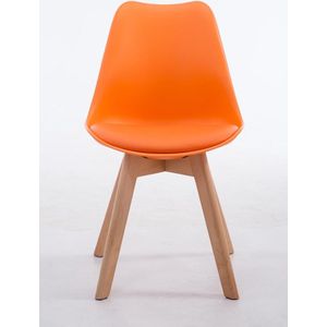 Leren vergaderstoel Norah - Oranje hout - Zonder armleuning - Bezoekersstoel - Kantinestoel - Wachtkamerstoel - Eetkamerstoel - 47cm