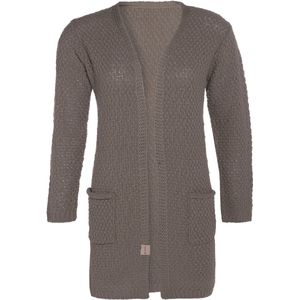 Knit Factory Luna Gebreid Vest Marron - Gebreide dames cardigan - Middellang vest reikend tot boven de knie - Bruin damesvest gemaakt uit 30% wol en 70% acryl - 40/42 - Met steekzakken