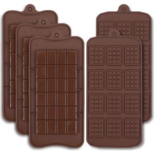 Siliconen Break-Apart Chocolade Mallen, Chocolade Bar Mal, Engery Bar, Candy Protein Mould, 5 Stuks