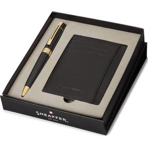 Sheaffer balpen giftset - 300/G9325 - glossy black chrome gold tone - met creditcardhouder - SF-G2932551-2