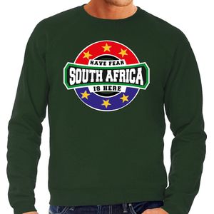 Have fear South Africa is here sweater met sterren embleem in de kleuren van de Zuid Afrikaanse vlag - groen - heren - Zuid Afrika supporter / Afrikaans elftal fan trui / EK / WK / kleding XXL