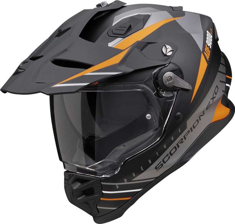 Scorpion - ADF-9000 AIR - Motorhelm - Matt Zwart Zilver Oranje - TCT Ultra Technologie
