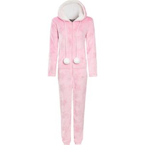 Super zachte Fleece Onesie - roze met capuchon - Hooded Fleece Onesies - maat 36/38