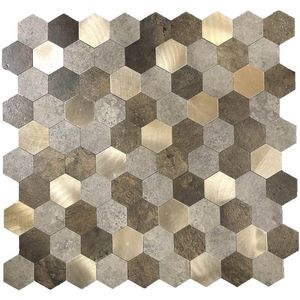 Afimera - Mix Hexagon - Zelfklevende Mozaïek Tegel - Bruin/Koper - 288x280x4mm