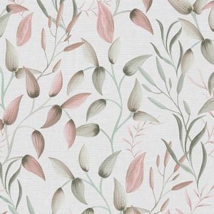 Landelijk behang Profhome 397451-GU vliesbehang hardvinyl warmdruk in reliëf licht gestructureerd met bloemmotief mat groen roze crèmewit 5,33 m2