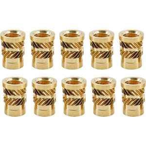 M3xL6xBoorgat4.2mm Messing Insert Persmoeren - Inzetstukken met Schroefdraad en Persflens 10 stuks