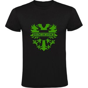 Groningen | Kinder T-shirt 104 | Zwart Groen | Voetbal | Stadswapen | Groningen | Embleem