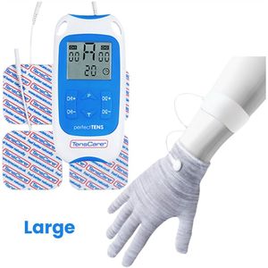 TensCare iGlove Handschoen Large + Perfect TENS Apparaat – Complete Pijnverlichtingsset voor Artritis, Carpaal Tunnel & RSI – TENS/EMS Therapie – Herbruikbaar & Wasbaar
